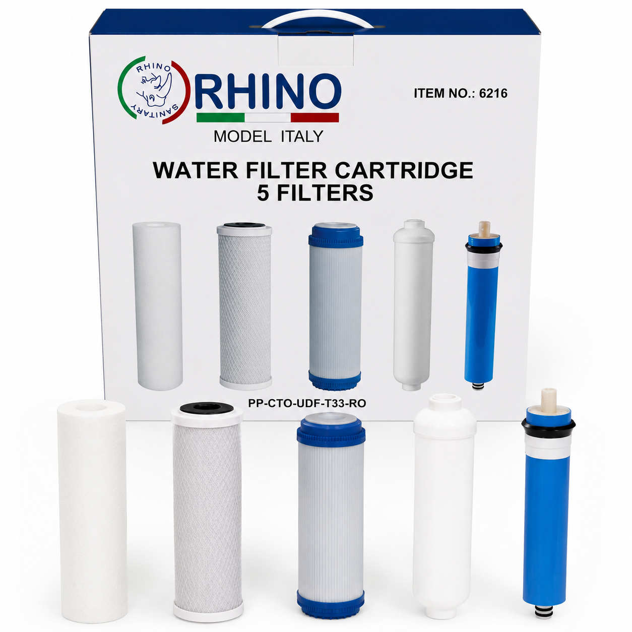 Kit de 5 Cartouches de Filtration d’Eau RO – RHINO – Modèle 6216